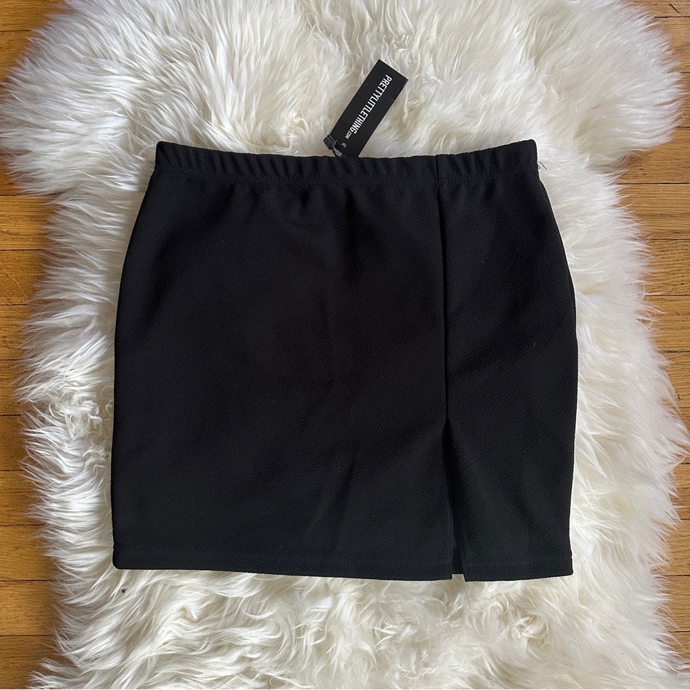 NWT pretty little thing split hem black mini skirt medium 6